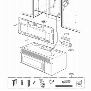 Installation Parts Diagram and Parts List for JVM1542WF AW1EGEU LG Wall Oven