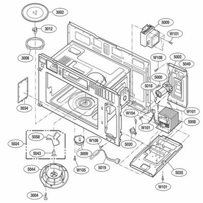 Interior Parts 1 Diagram and Parts List for LMV1825SW AWHELGA LG Range