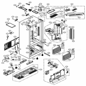 Case Parts Diagram and Parts List for 74025 ANSCSE1 LG Refrigerator