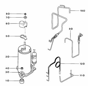 Compressor Parts Diagram and Parts List for 58075281700  Kenmore Air Conditioner