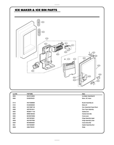 Ice Maker And Ice Bin Parts Diagram and Parts List for GR-X318LKTM ASBCSE0 LG Refrigerator