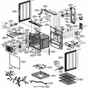 Cavity Parts 1 Diagram and Parts List for LRE3083SB FBKLLGA LG Wall Oven