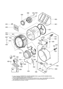 Drum And Tub Parts Diagram and Parts List for 79641392511  Kenmore Washer