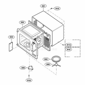 Oven Cavity Parts Diagram and Parts List for 62252 KWHESEA LG Wall Oven