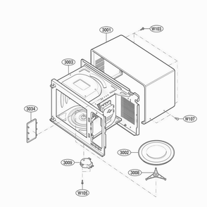 Oven Cavity Parts Diagram and Parts List for 66339 CBKESEA LG Range