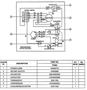 Wiring Diagram Diagram and Parts List for R1802  LG Air Conditioner