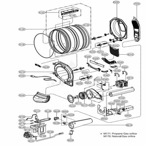 Drum And Motor Assembly Diagram and Parts List for DLG3461W ABWEEUS LG Dryer