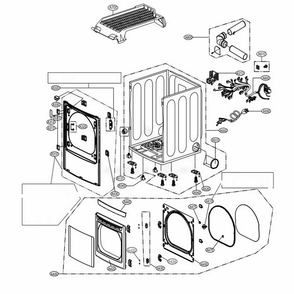 Cabinet And Door Assembly Diagram and Parts List for DLE1101W ABWEEUS LG Dryer