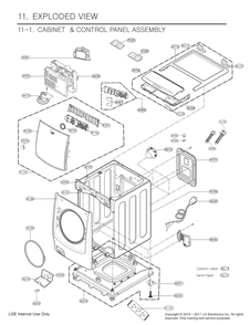 Cabinet And Control Panel Assembly Diagram and Parts List for FH3F7ADYK3 ABWEEUS LG Washer