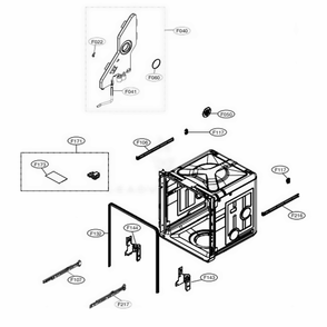 Tub Assembly Diagram and Parts List for LDP7708ST ASTESNA LG Dishwasher