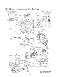 Drum And Motor Assembly Diagram and Parts List for RN18A8ES8 ASSEEUS LG Dryer