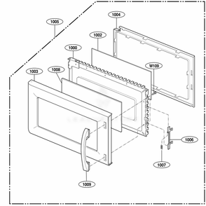 Door Parts Diagram and Parts List for 80019 CB1ESEA LG Wall Oven
