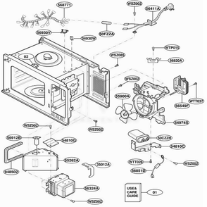Interior Parts Diagram and Parts List for JES1855PWH AT6EGEU LG Wall Oven