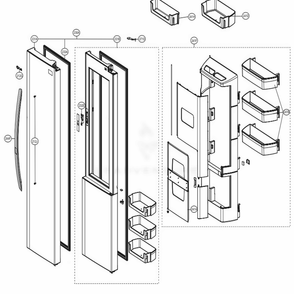 Refrigerator Door Diagram and Parts List for 51839 AWBCSE1 LG Refrigerator
