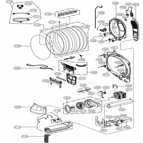 Drum And Motor Assembly Diagram and Parts List for DLEX7700KE ABSEEUS LG Dryer