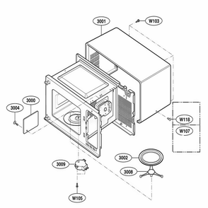 Oven Cavity Parts Diagram and Parts List for HMB405 CSBEBSU LG Wall Oven