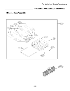 Lower Rack Assembly Diagram and Parts List for DUA217TT ASTEEUS LG Dishwasher