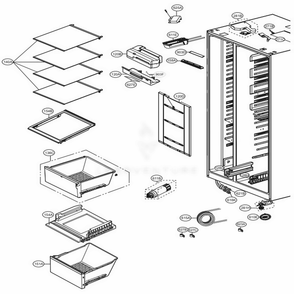Refrigerator Compartment Diagram and Parts List for LSXS26366D ASBCNA0 LG Refrigerator