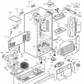 Case Parts Diagram and Parts List for 78553 ASTCSEF LG Refrigerator