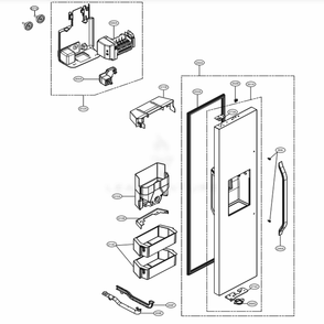 Freezer Door Part Diagram and Parts List for LSSB2692ST ASTCNA0 LG Refrigerator