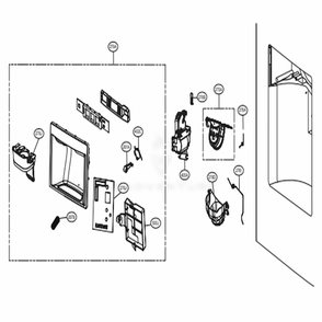 Dispenser Parts Diagram and Parts List for 74053 ASTCSE2 LG Refrigerator