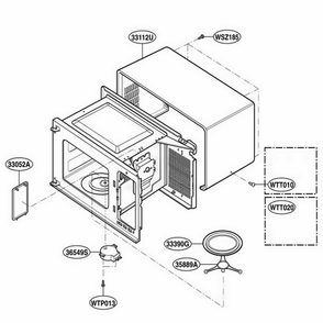 Oven Cavity Parts Diagram and Parts List for GT4175SPT CBSEWRP LG Wall Oven