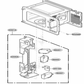 Latch Board Parts Diagram and Parts List for YMT2110SJB0 BKEWPC LG Range