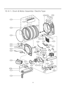Drum And Motor Assembly Diagram and Parts List for RV1398DS ACREEUS LG Dryer