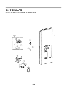 Dispenser Parts Diagram and Parts List for LFXC22525S ASTCNA0 LG Refrigerator