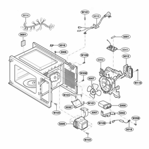 Interior Parts 2 Diagram and Parts List for 62469 CBKESEA LG Wall Oven