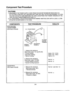 Component Test Procedure Diagram and Parts List for MA-972MW  LG Microwave
