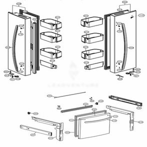 Door Parts Diagram and Parts List for LFCS22520B AWBCNA0 LG Refrigerator