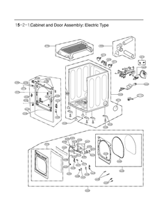 Cabinet And Door Assembly Diagram and Parts List for DLEX7900VE ASSEECI LG Dryer