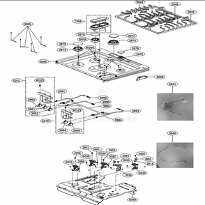 Cooktop Parts Diagram and Parts List for LSG4515ST ASTELGA LG Range