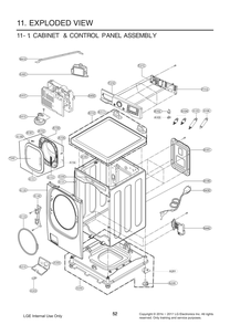 Cabinet And Control Panel Assembly Diagram and Parts List for F3E0CYT2B ABSETUS LG Washer