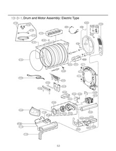 Drum And Motor Assembly Diagram and Parts List for RV1376HS ABSEEUS LG Dryer