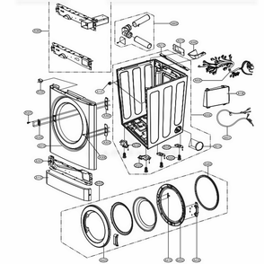 Cabinet And Door Assembly - Electric Stack Lower Type Diagram and Parts List for GDP1329CES ABWEELC LG Dryer