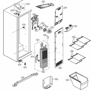 Freezer Compartment Diagram and Parts List for 51829 AWBCSE1 LG Refrigerator