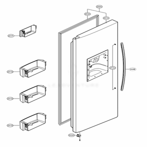 Freezer Door Diagram and Parts List for 51019 AWB1SER LG Refrigerator