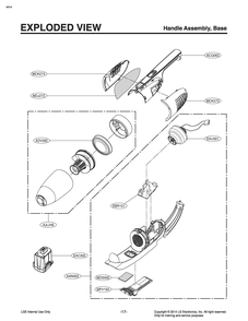 Handle Assembly; Base Diagram and Parts List for VS8400SCW AKRELGA LG Hand Vacuum