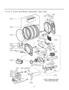 Drum And Motor Assembly Diagram and Parts List for RN1394ES ASSEEUS LG Dryer