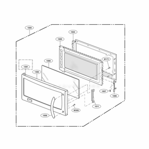 Door Parts Diagram and Parts List for 80822 AW1ESEA LG Wall Oven