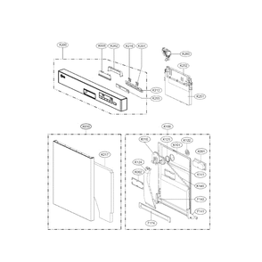 Panel And Door Assembly Diagram and Parts List for LDS5040ST 00 LG Dishwasher