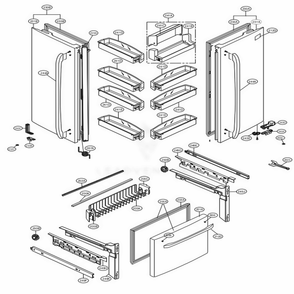 Door Parts Diagram and Parts List for 71603 ASTCSE5 LG Refrigerator