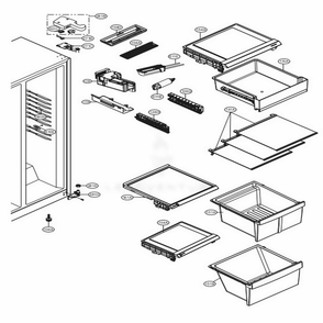 Refrigerator Compartment Diagram and Parts List for LSXS22423W ASWCNA0 LG Refrigerator
