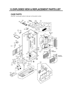 Case Parts Diagram and Parts List for GR-J266LSJM ASTCNA1 LG Refrigerator