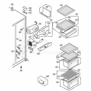 Refrigerator Compartment Diagram and Parts List for RCG20IERFWW ASWQRCA LG Refrigerator