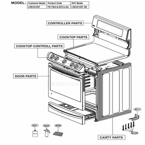 Main Diagram and Parts List for LRE4215ST ASTLLGA LG Range