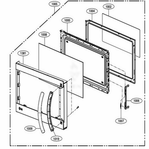 Door Parts Diagram and Parts List for LMV1762SB CBKELGA LG Microwave