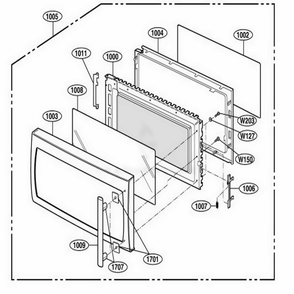 Door Parts Diagram and Parts List for JMV8208AAW AWHEJEN LG Wall Oven